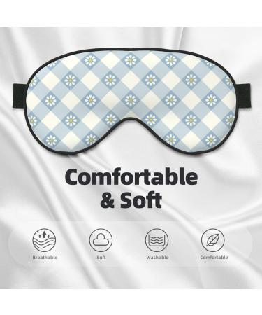 Daisy Plaid Blue Print Sleep Eye Mask - Soft Travel Eye Cover Blindfold with Elastic Strap for Comfortable Sleep - Buy Online on GoSupps.com