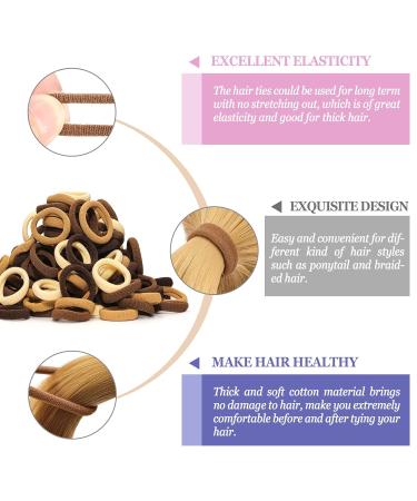100PCS Brown Cotton Hair Ties - Seamless Thick Elastic Ponytail Holders for Women Kids & Babies | No Crease No Damage - Buy Online on GoSupps.com