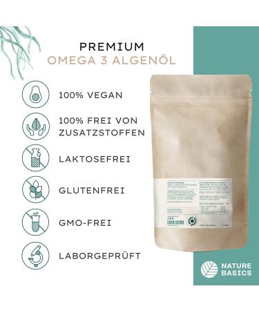 Buy High-Dosed Vegan Omega 3 - 240 Algae Oil Capsules | 250mg DHA & 125mg EPA | Certified & Sustainable - Buy Online on GoSupps.com