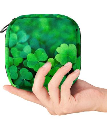 Women's Napkin Storage Bag - Green Four-Leaf Clover | Portable Menstrual Cup & Tapes - Ideal for First Periods - Buy Online on GoSupps.com