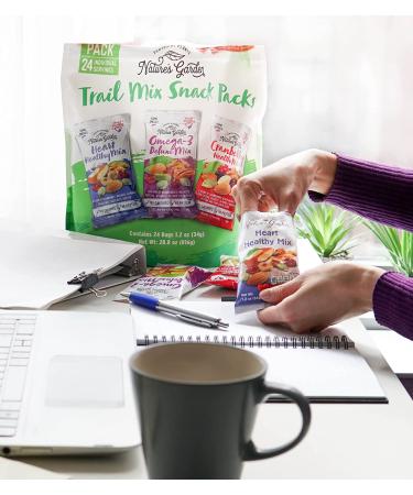 Nature's Garden Healthy Trail Mix Snack Packs - Heart Healthy Nuts, Omega-3 Rich Mix with Cranberries & Pumpkin Seeds - 28.8 Oz Bag (24 Servings) - Perfect Family Snack - Buy Online on GoSupps.com