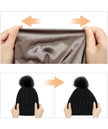 Women's Winter Beanie Hat - Thermal Knitted Warm Earflap Cap with Hairball Accent - Black - Buy Online on GoSupps.com