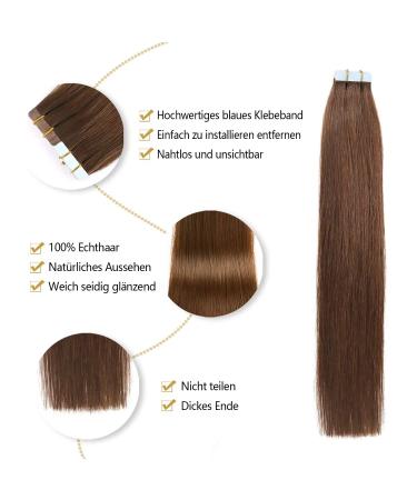 Yilite Tape Extensions Real Hair - 55cm Medium Brown 20 Pieces 50g - Invisible Silky Straight Skin Weft Tape-in Hair Extensions - Buy Online on GoSupps.com