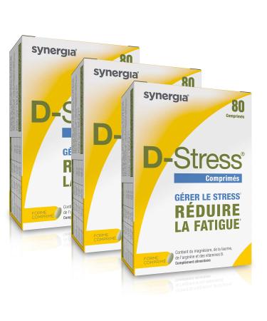 D-STRESS Tablets Pack of 3 + Free Vitamin D | 3rd Generation Magnesium + Taurine + Arginine + B Vitamins | Manages Daily Stress and Reduces Fatigue | SYNERGIA LABORATORY