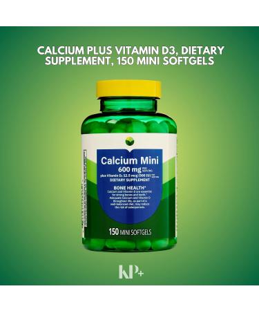 KP+ Calcium Mini 600 mg Plus Vitamin D3 12.5 mcg (500 IU) | Bone & Teeth Health Support | Dietary Supplement | 150 Mini Softgels | Pack of 1 - Buy Online on GoSupps.com