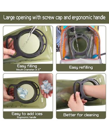 2L Leakproof BPA-Free Hydration Bladder - Military Green Water Reservoir Bag for Outdoor Activities - Insulated Tube - Ideal for Hiking, Camping, Running, Cycling - Buy Online on GoSupps.com