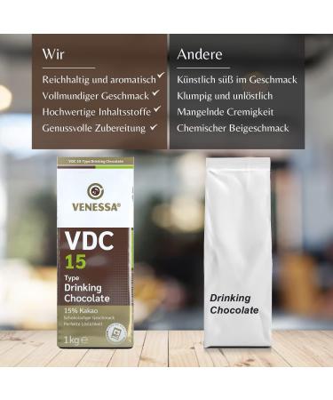  Venessa Venessa VDC 15 Drinking Chocolate 5 x 1 kg 15% premium cocoa and milk cocoa powder for vending machines lightly sweetened pleasant - Buy Online on GoSupps.com