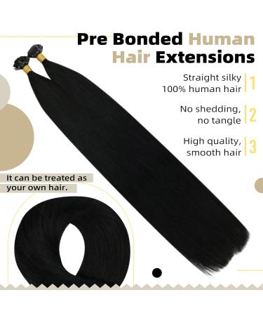 Ugeat 55cm Flat Tip Real Hair Extensions - Keratin Bonding Darkest Black 1g/Strand 50g Hair Extensions - Buy Online on GoSupps.com
