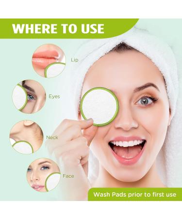 16Pcs Reusable Organic Cotton Makeup Remover Pads | Washable Face Wipes Cloth with Laundry Bag | Eco-Friendly Face Round Cotton | For Adults and Kids | Green - 16 Count - Buy Online on GoSupps.com