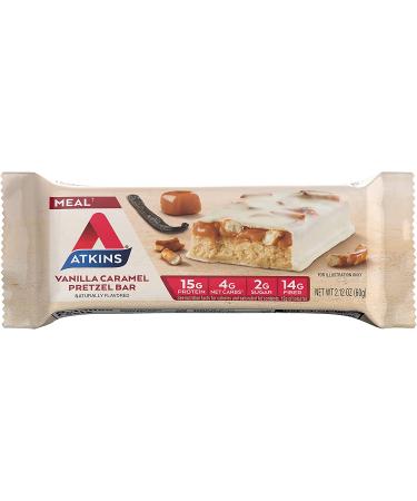 Atkins Vanilla Caramel Pretzel Protein Meal Bar - Keto Friendly - 5 Count - Buy Online on GoSupps.com