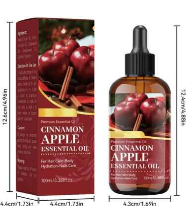 Apple Cinnamon Essential Oil Natural Scented Diffuser Oil with Dropper for Aromatherapy Natural Candle Making & Soap Making Scents Hair Care Face Skin Care & Body Massage for Home Office 3.53oz - Buy Online on GoSupps.com
