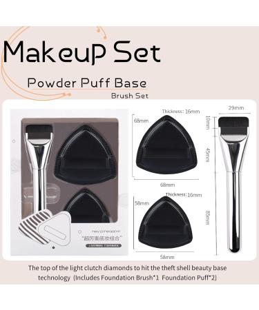 Powder Puff Set | Soft Triangle Makeup Puff & Velour Brush for Streak-Free Liquid & Cream Foundation - Perfect Blending for Flawless Skin - Buy Online on GoSupps.com