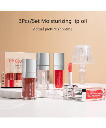 3 Colors Tinted Plumping Lip Oil Gloss Set - Ultra-Hydrating & Nourishing Lip Care | Drip Lip Glow Oil for Smooth Glossy Finish | Shop Internationally - Buy Online on GoSupps.com
