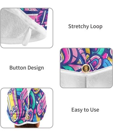 Colored Skates Hair Towel 2 Pack - Super Absorbent Quick Dry Hair Turbans with Button Twisty Wrap for Women & Girls - Buy Online on GoSupps.com