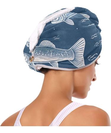Fishes Undersea Hair Towel 2 Pack | Super Absorbent Quick Dry Hair Turbans for Women & Girls - Buy Online on GoSupps.com