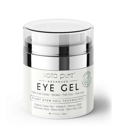 Voil Pure -EYE CREAM - Cures Dark Circles Puffiness & Crows Feet - Powerful But Gentle Organic Eye Gel - Anti-Ageing Formula With Matrixyl 3000 & Plant Stem Cells - 60ml Bottle
