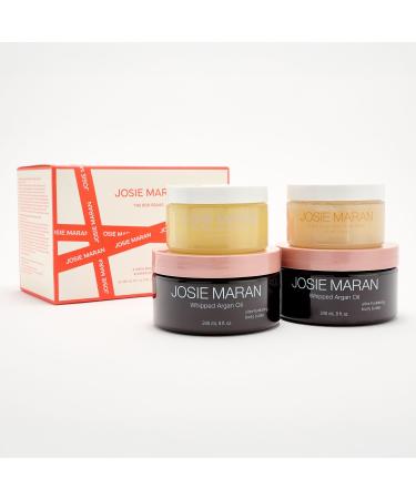 Josie Maran Bod Squad Body Care Set - Includes 2 Argan Sugar Scrubs & 2 Body Butters - Nourishes Skin with Gentle Exfoliation and Intense Hydration - Oat Milk & Honey and Lavender Citrus (4 Count)