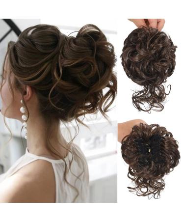 Claw Messy Bun Hair Pieces Clip Wavy Curly Hair Chignon Clip in Hairpieces Tousled Updo Donut Hair Bun Synthetic Hair Ponytail for Women Girls 2/30