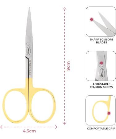 Fine Lines Stainless Steel Curved Scissor - Gold Manicure Tool for Nails & Cuticles - Men & Women - Buy Online on GoSupps.com