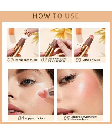Mrettick 3 Color Liquid Contour Stick Bronzer | Face Highlighter & Contour Wand | Lightweight & Natural Makeup Brushes - Buy Online on GoSupps.com