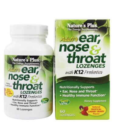 Nature's Plus Adult's Ear Nose & Throat Lozenges Natural Tropical Cherry Berry 60 Lozenges