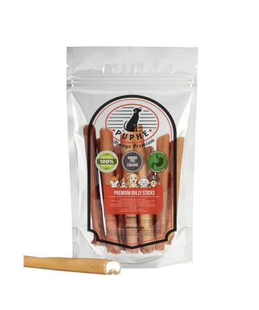 PUPHE - 6 Inch Natural Low Odor Premium Long Lasting One-Ingredient Bully Sticks for Dogs Fully Digestible %100 Beef Dog Chews for Dental Care (Jumbo 10 Pack) 6" Jumbo 10 Pack