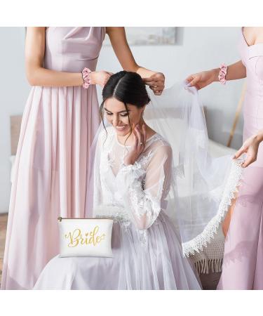 24 Pcs Team Bride Bridesmaid Gift Set - Bachelorette Party Favor, Wedding Supplies - 8 Makeup Bags, 8 Scrunchies, 8 Cards (Sweet Colors, Classic Style) - Buy Online on GoSupps.com