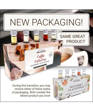Monin Gourmet Flavorings Premium Coffee Collection - Perfect for Coffee, Tea, and Lattes | Non-GMO, Gluten-Free - Caramel, Amaretto, French Hazelnut, Irish Cream, Vanilla - 50 ml Bottles - Buy Online on GoSupps.com