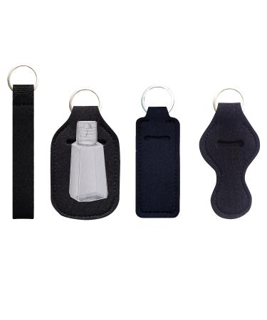 Puezokly 4 Pcs Travel Bottle Keychain Holders Set Lipstick Wristlet Keychain Chapstick Keychains Holder Style 11