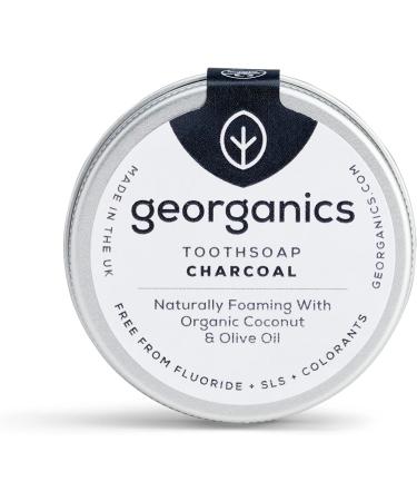 Georganics - Organic Whitening Toothpaste Soap - Natural Foaming Solid Toothpaste with Organic Virgin Coconut Oil and Olive Oil - Vegan SLS and Cruelty Free - Activated Charcoal - 60ml - Buy Online on GoSupps.com