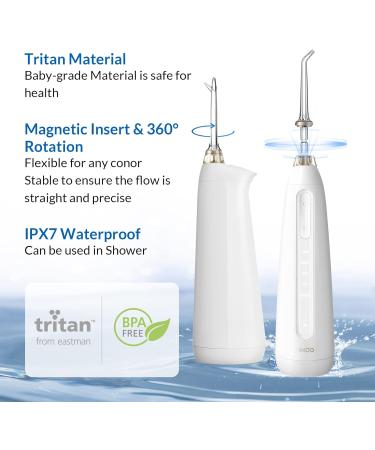 Bixdo Cordless Water Flosser with 3 Jet Tips | Rechargeable & Portable Oral Irrigator for Teeth | Wireless Charging Base | Ideal for Travel & Home Use - Buy Online on GoSupps.com