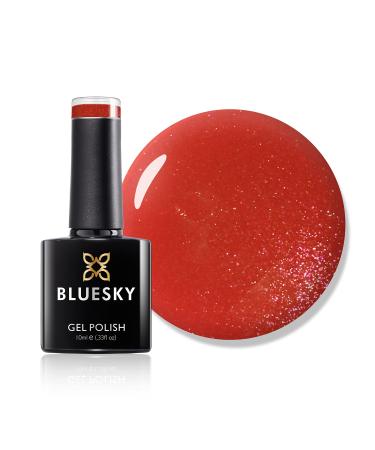 Bluesky Gel Nail Polish Watermelon Lady A004 Bright Burnt Orange Glitter Red Long Lasting Chip Resistant 10 ml (Requires Curing Under UV LED Lamp)