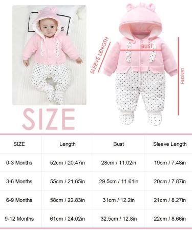 Baby Girls Snowsuit Romper | Winter Outfit with Detachable Hood | Cute Pink Jumpsuit | Newborn Gift | 6-9 Months - Buy Online on GoSupps.com