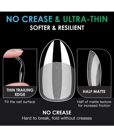 Short Oval Soft Gel Nail Tips - Melous 600PCS Pre Buff Full Cover Half Matte Clear False Nails for DIY Manicure - Buy Online on GoSupps.com