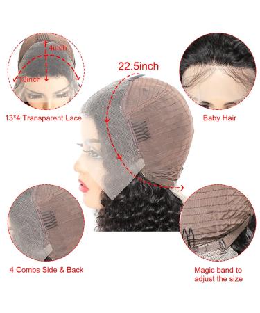 Lace Front Human Hair Wig 20 Deep Wave Pre Plucked Brazilian Virgin Hair - 150% Density | Natural Black Women's Wavy Frontal Wig - Buy Online on GoSupps.com