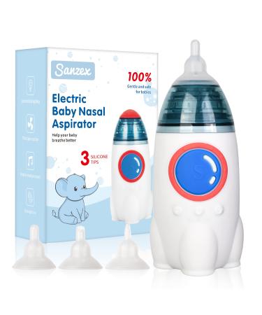 Baby Nasal Aspirator - Electric Nose Sucker for Baby - Rechargeable Snot Booger Remover for Infants - Newborn Mucus Cleaner with 3 Levels of Suction - Music Light Function White