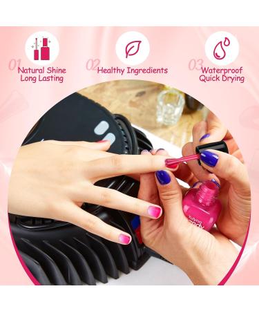Colorful Gel Nail Polish Set Long Lasting Glossy Quick Dry Glitter Nail Polis Glitter Pink Blue Purple Mood Temperature Color Changing Nnail Varnish Set for DIY Manicure-Without Use UV Lamp  - Buy Online on GoSupps.com