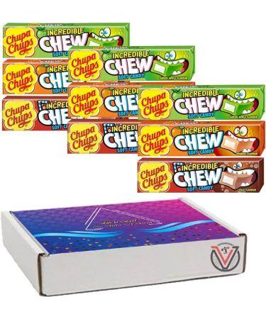 Chupa Chups Apple Cola Orange Incredible Chew Soft Candy 45g | 09 Bars x 45g With VIMIX GIFT BOX | Long lasting soft chew - Buy Online on GoSupps.com