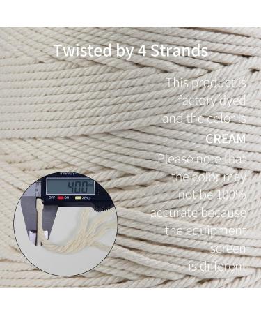 4mm x 328 yd Macrame Cord - 100% Natural Cotton Soft Rope for Plant Hanger & Wall Hanging - Beige Yellow - Buy Online on GoSupps.com