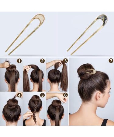 Lurrose 2pcs U Shaped Hair Stick - Retro Metal Hair Forks & Stylish Hair Accessories for Women | Assorted Shell Colors - International Shipping - Buy Online on GoSupps.com