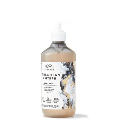 I Love Naturals Tonka Bean & Myrrh Hand Wash- Patchouli & Myrrh Oils- Refreshing & Cleansing- 100% Recycled Bottle - 500ml - Buy Online on GoSupps.com
