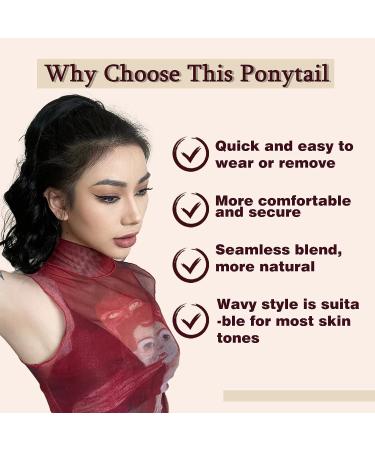 AISI BEAUTY 14 Short Curly Wavy Black Ponytail Extension | Synthetic Drawstring Ponytail for Women | Natural Looking Wavy Ponytail - Buy Online on GoSupps.com