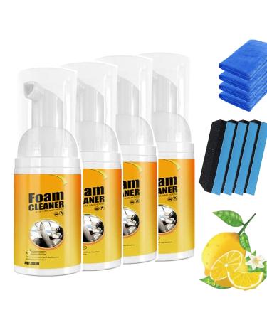 Amplesunshine Foam Cleaner Strong Decontamination Cleaners Spray Multifunctional Car Foam Cleaner Powerful Stain Removal Kit Foam Cleaner for Car and House Lemon Flavor (4Pcs 30ML)