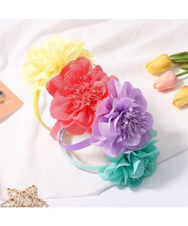 DealEachDay 12-Piece Flower Headbands for Girls - Toddler Hair Accessories with Chiffon Flowers, 4 Inch Size - Buy Online on GoSupps.com