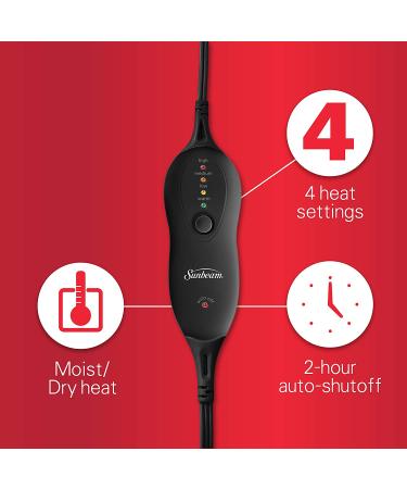 Sunbeam XL Renue Heating Pad - Neck & Shoulder Pain Relief - 4 Heat Settings - Auto-Off - Blue Sapphire - 25 x 25 - Buy Online on GoSupps.com