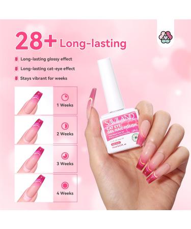 SAVILAND Cat Eye Gel Nail Polish Castor Oil Vitamin E: Double Flashes Effect Cateye Gel Polish Soak Off U V LED Cateye Magnet for Nails Magnetic Gel Nail Polish Nail Art Magnet Home DIY Nail Salon Pink - Buy Online on GoSupps.com