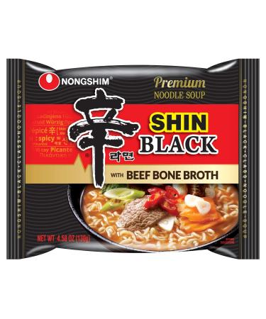 Nongshim Shin Ramyun Black with Premium Beef Broth, 4.58 Ounce (Pack of 10)