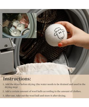 Organic XL Wool Dryer Balls - 6 Pack Sheep Pattern | Cute Fabric Softener | Shorten Drying Time | Reusable Laundry Essential - Buy Online on GoSupps.com
