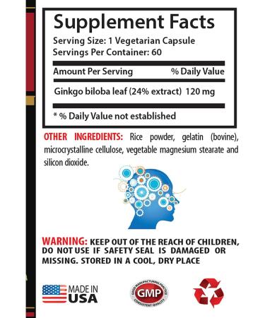 brain and memory booster - GINKGO BILOBA 24% EXTRACT 120MG - gingko biloba tablets brain and memory booster brain support memory focus supplement brain boost gingko biloba tablets - 1B 60 Caps - Buy Online on GoSupps.com