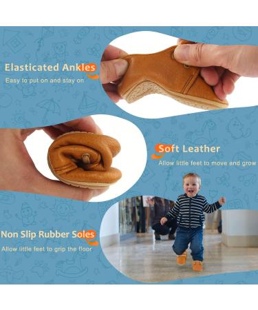 Baby First Walking Shoes | PU Leather Non-Slip Baby Boy & Girl Sneakers | 6-12 Months Brown - Buy Online on GoSupps.com